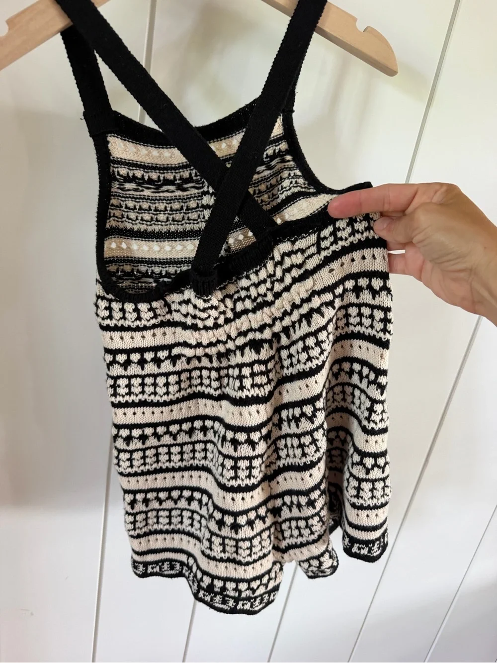 Zara Black and Cream Striped Knit Romper Dress